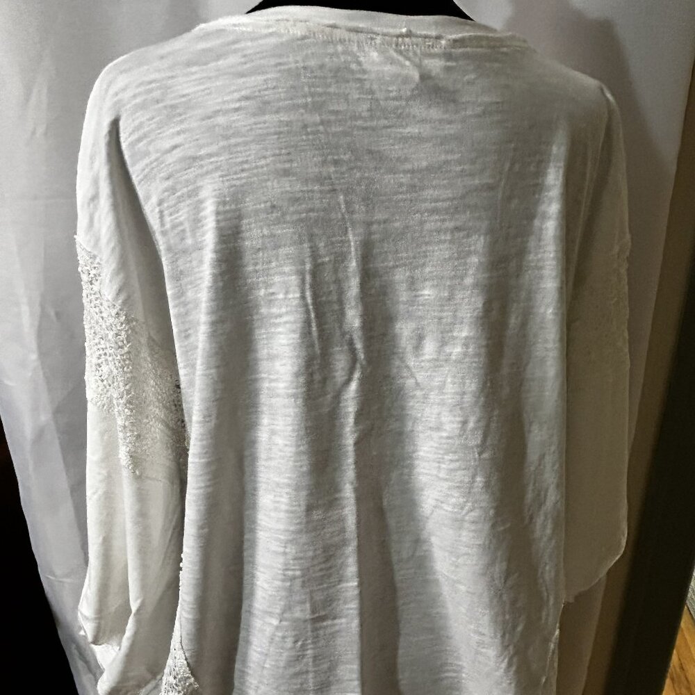 Umgee White Cotton Lace Detail Blouse L | Boho Chic Coastal Romantic - Picture 7 of 8